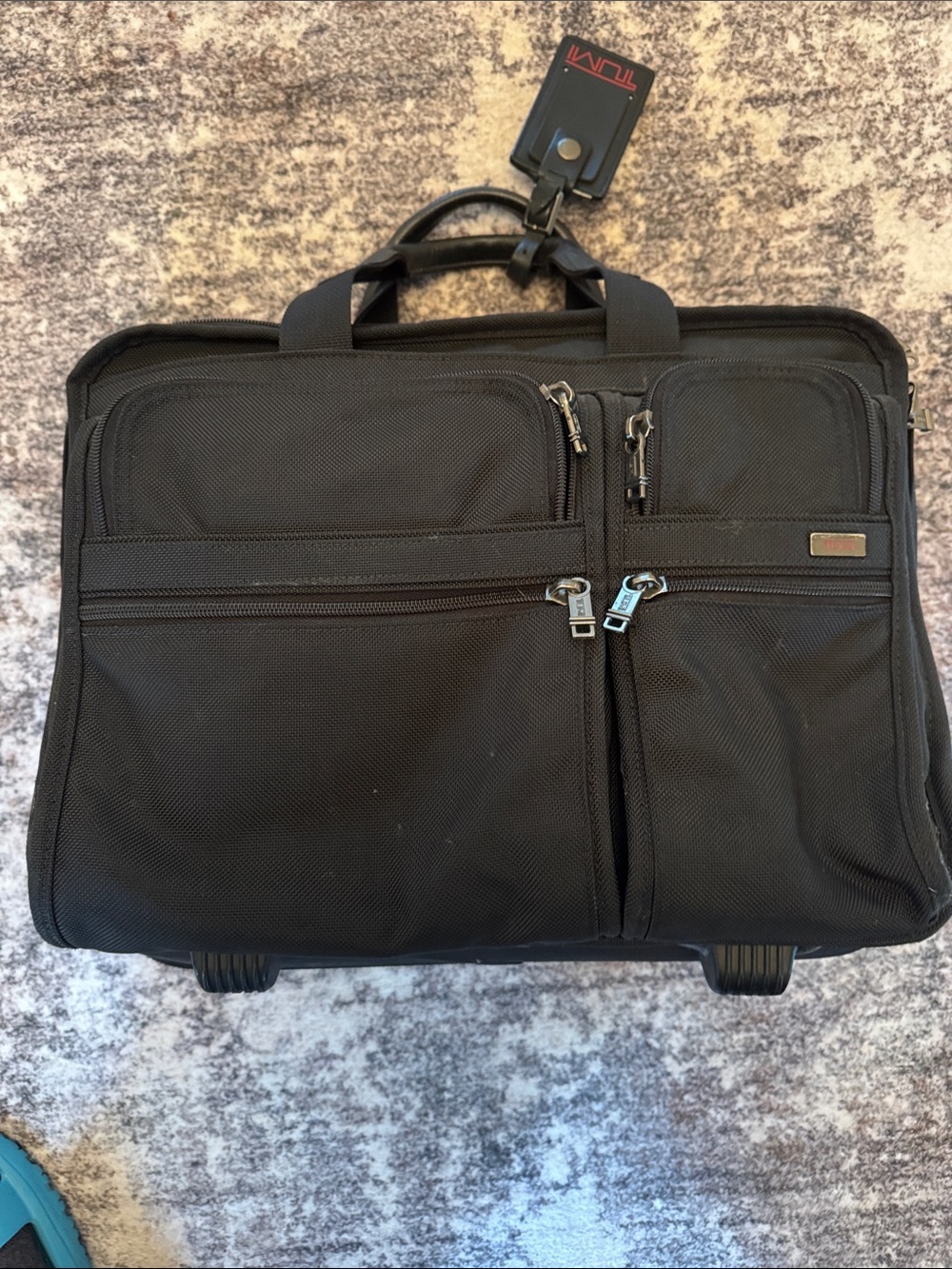 Tumi Alpha Black Rolling Laptop Bag with Front Organizer Pockets